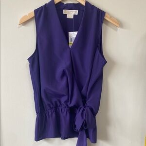 MICHAEL Michael Kors Purple Sleeveless Wrap Blouse size MP new